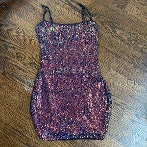 SEQUENCE MINI DRESS /Lined /SIZE M iridescent Shine effect